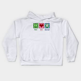 Peace Love Mini Golf Kids Hoodie